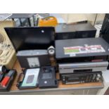 AN ASSORTMENT OF ITEMS TO INCLUDE AN LG TELEVISION, SPEAKERS AND A SONY DVD PLAYER ETC