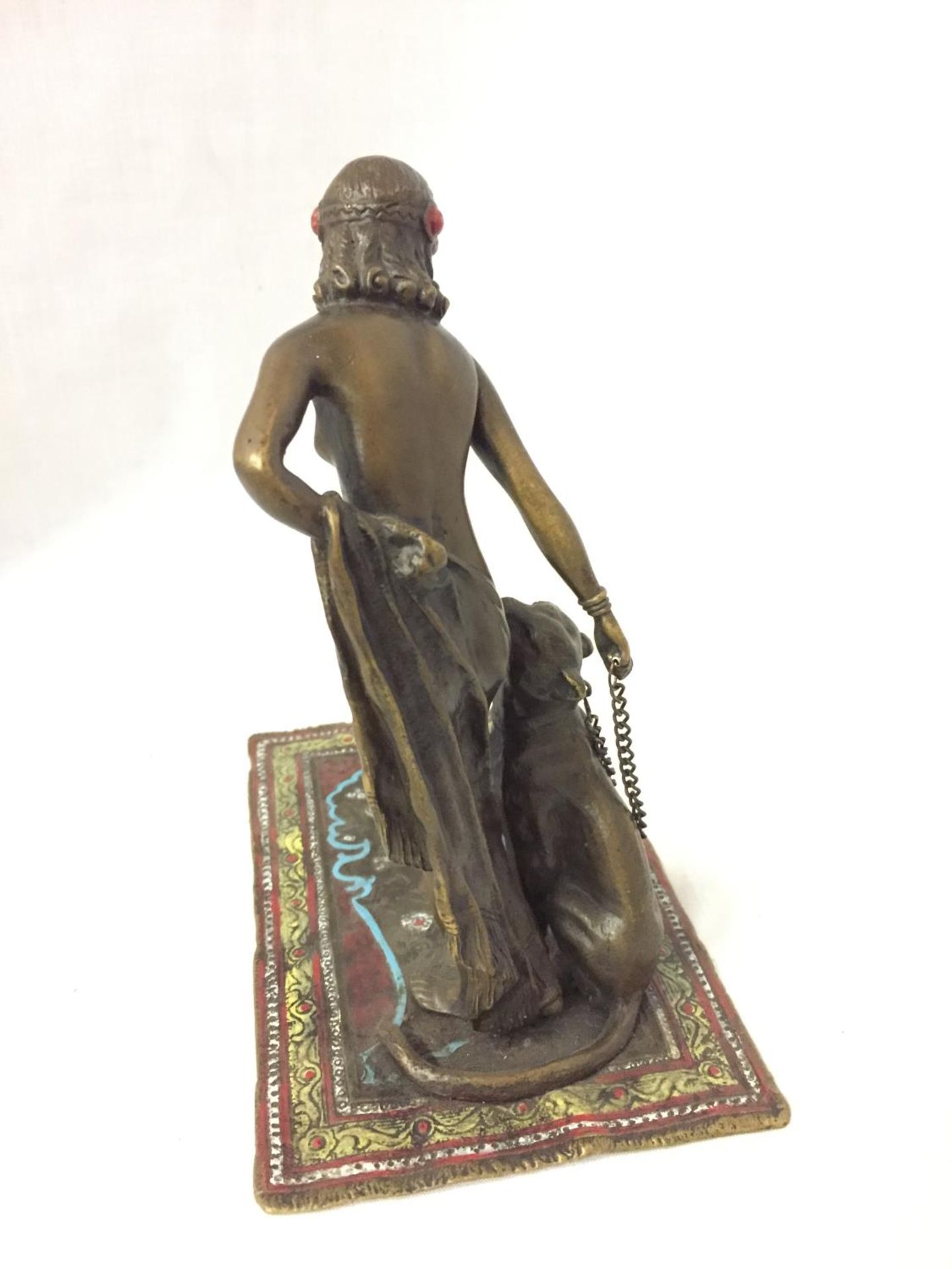 A COLD PAINTED BRONZE OF A NUDE LADY WITH HER LEOPARD LENGTH 16CM - Image 4 of 6