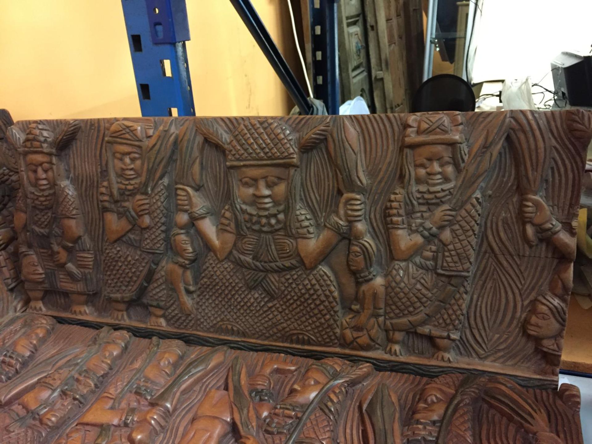 THREE HEAVILY CARVED WOODEN RELIGIOUS PANELS - Image 3 of 4