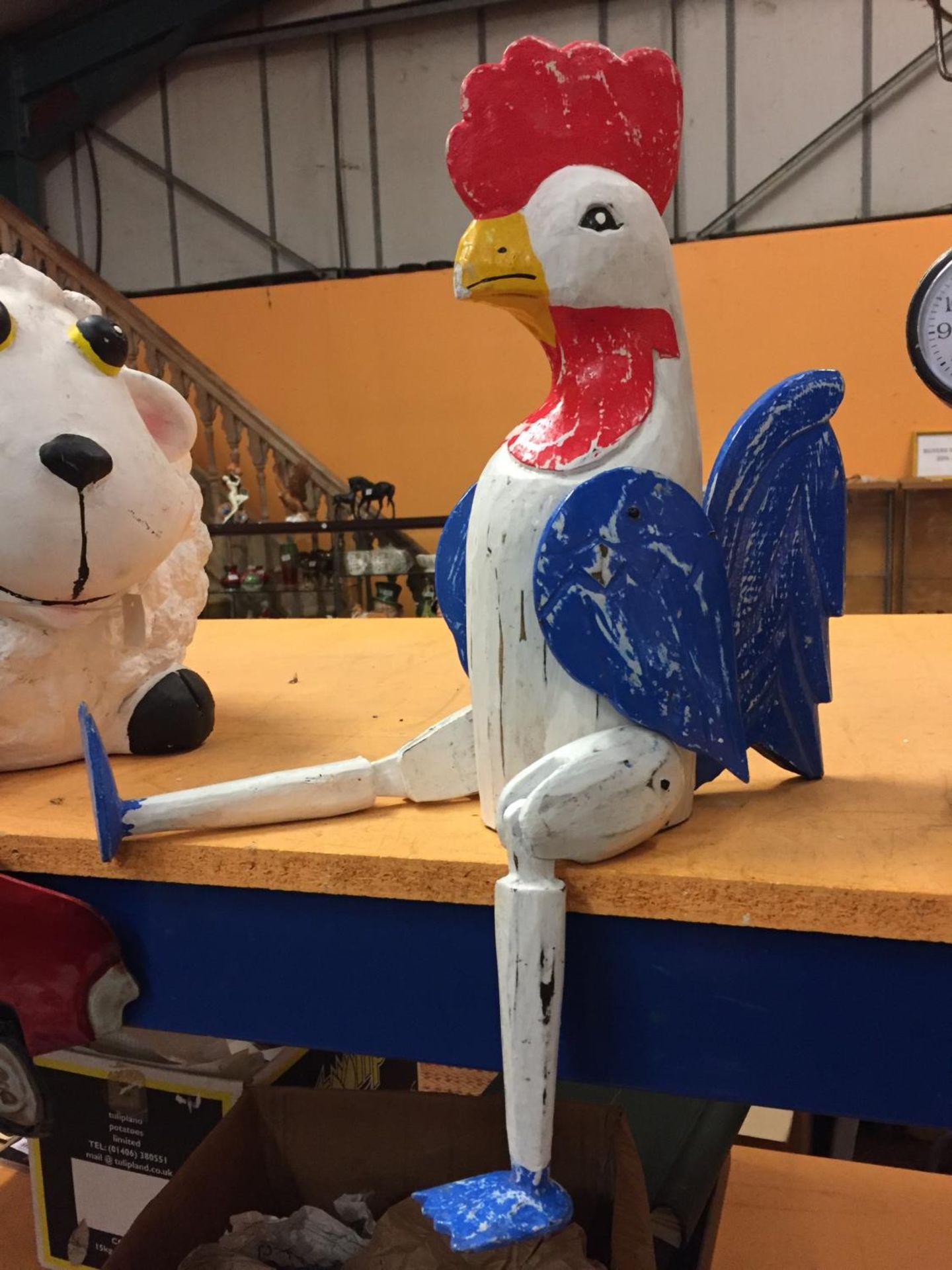 A WOODEN ROOSTER SHELF PUPPET - Image 2 of 3