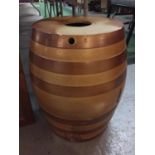 A LARGE STONE BARREL. HEIGHT 17.5 INCHES/44CM