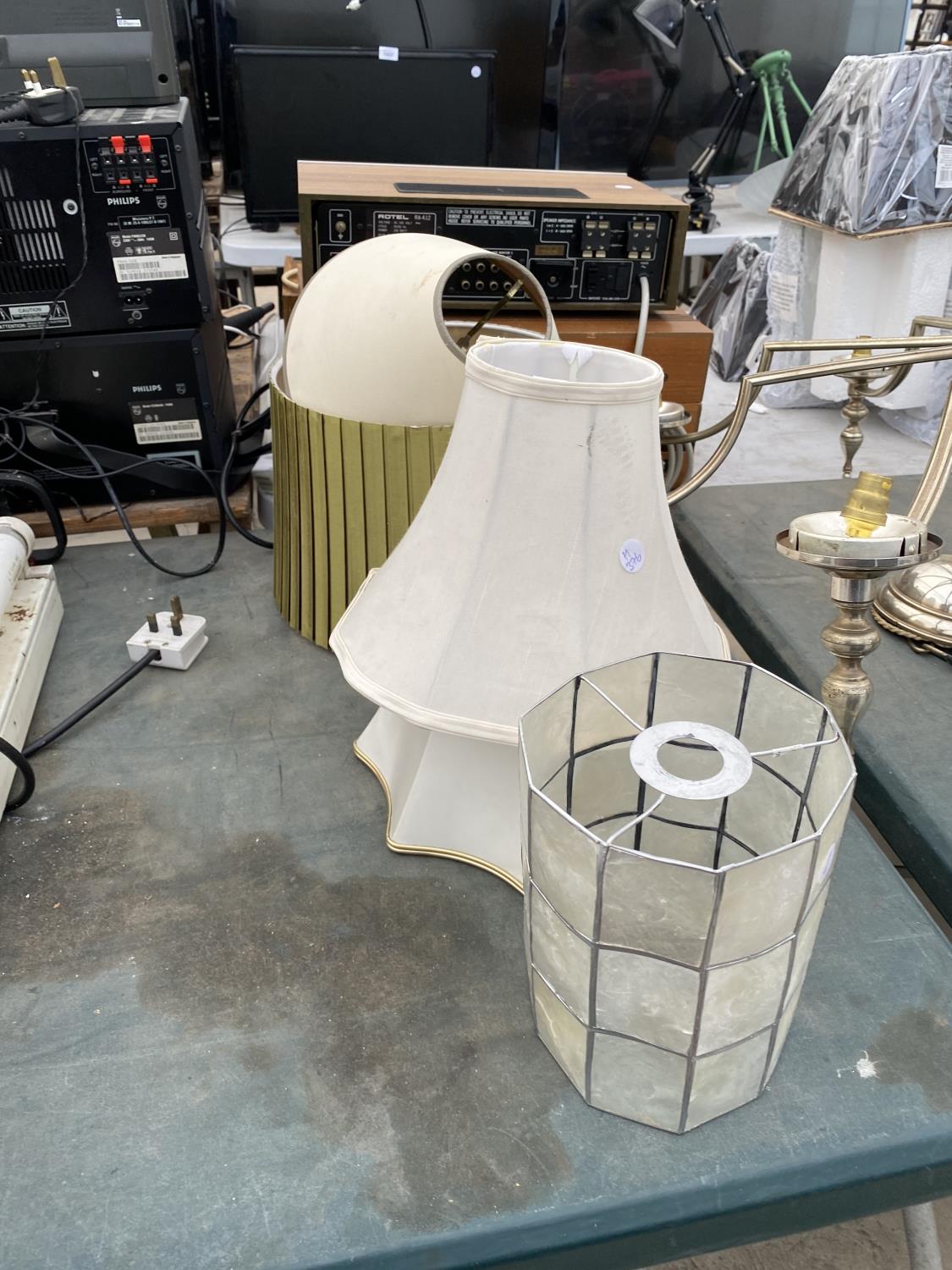 AN EIGHT ARM LIGHT FITTING AND AN ASSORTMENT OF LIGHT SHADES - Image 2 of 2