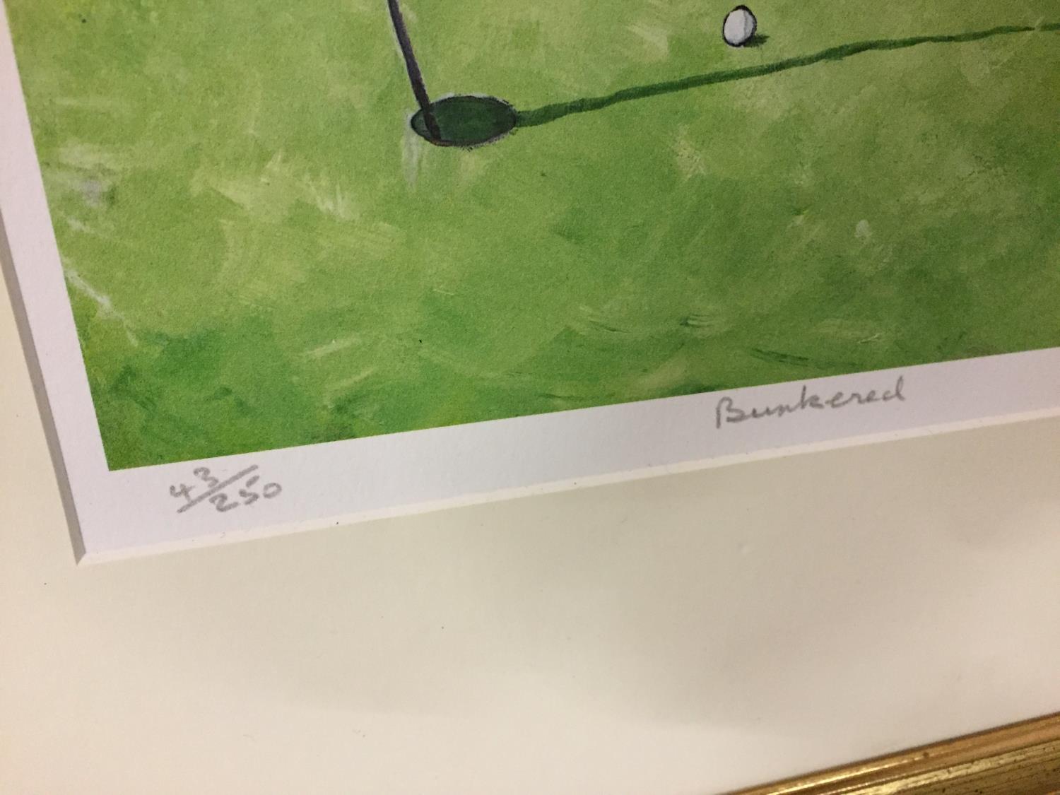 A GILT FRAMED LIMITED EDITION LIZ TAYLOR WEBB PICTURE 'BUNKERED' PENCIL SIGNED TO LOWER RIGHT HAND - Image 3 of 4