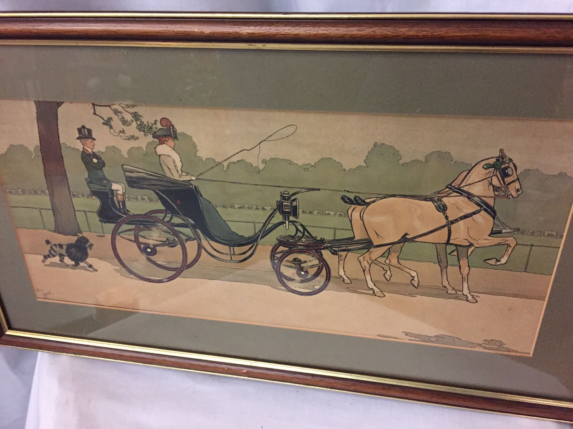 A FRAMED WATERCOLOUR OF A HORSE AND CART SIGNED CECIL ALDIN - Image 2 of 2