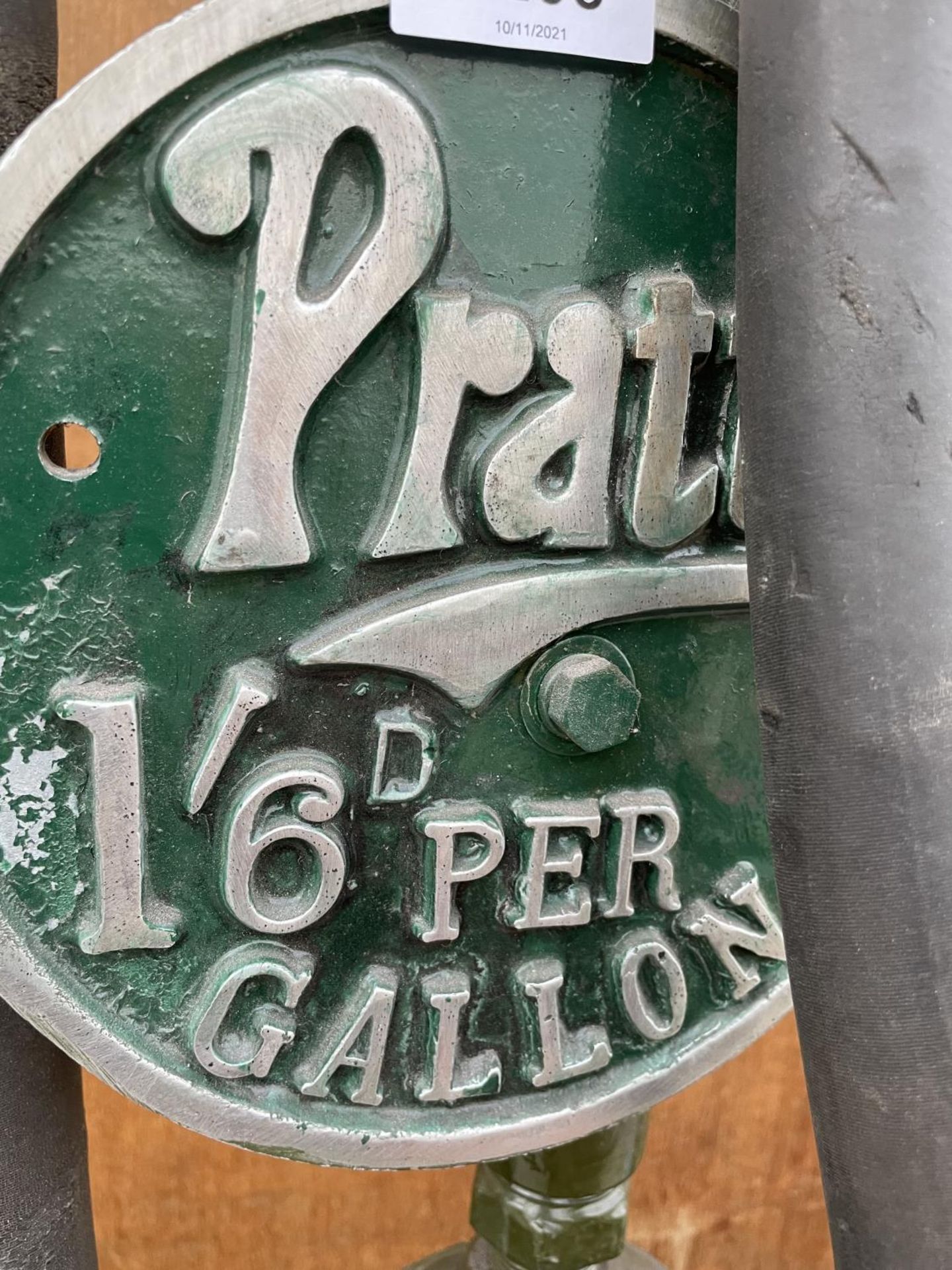 A PRATTS MANUAL PETROL PUMP WITH BRASS NOZZLE - Image 2 of 5