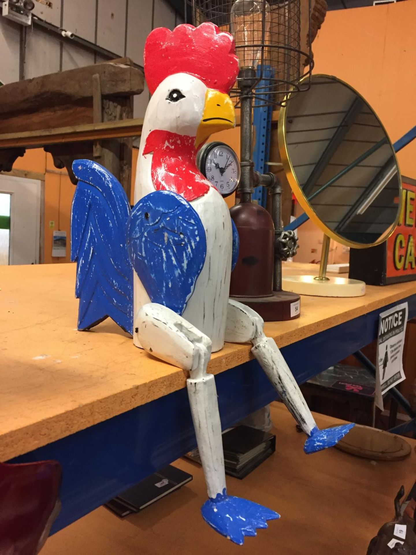A WOODEN ROOSTER SHELF PUPPET - Image 3 of 3