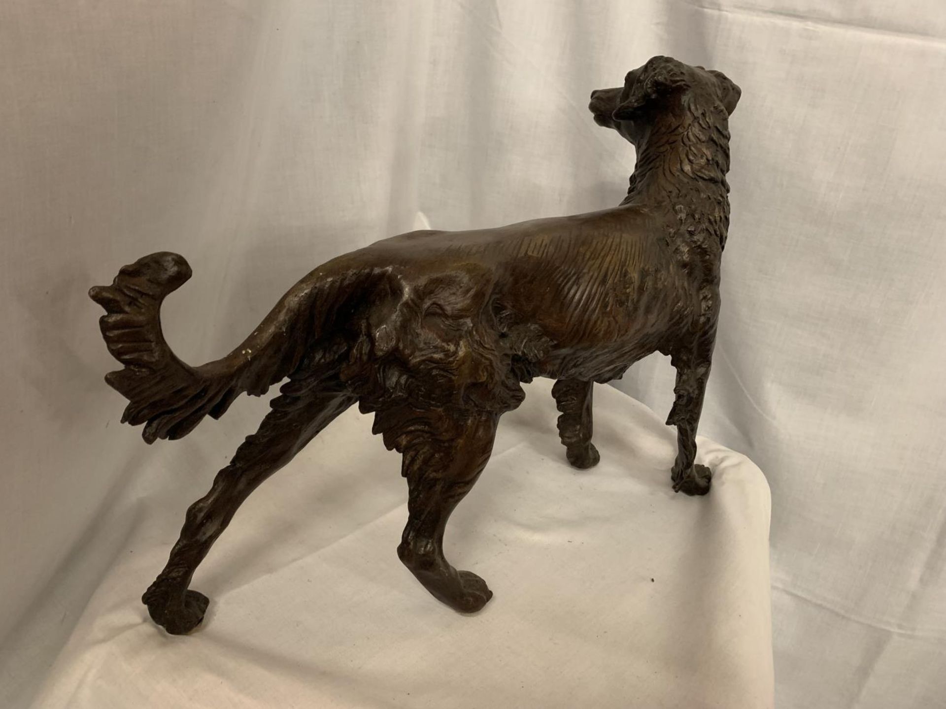 A LARGE BRONZE SCULPTURE OF A GUN DOG - H:36CM - Image 4 of 5