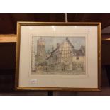 A FRAMED PICTURE OF CHURCH LANE, NANTWICH, SIGNED TO THE BOTTOM RIGHT