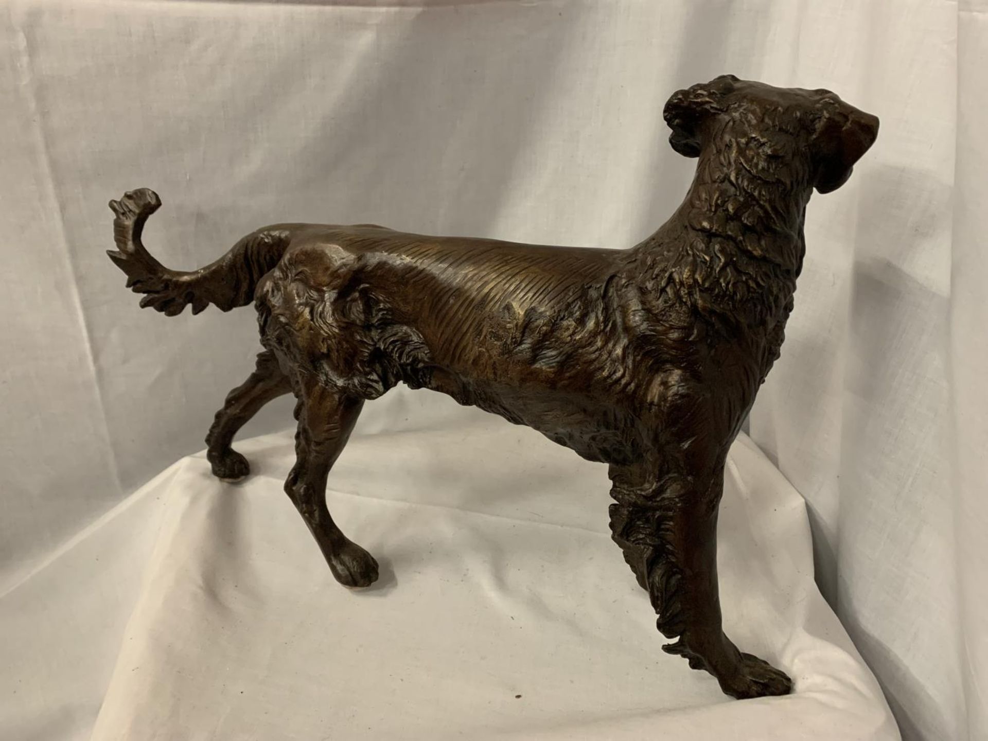 A LARGE BRONZE SCULPTURE OF A GUN DOG - H:36CM - Image 3 of 5