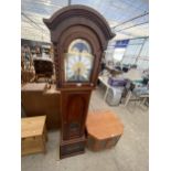 A REPRODUCTION LONGCASE CLOCK WITH TRIPLE WEIGHTS,'MOZER' WITH BULLDOG TYPE DOOR