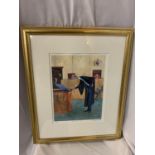 A GILT FRAMED LIMITED EDITION LIZ TAYLOR WEBB PICTURE 'BRIEF ENCOUNTER' PENCIL SIGNED TO LOWER RIGHT