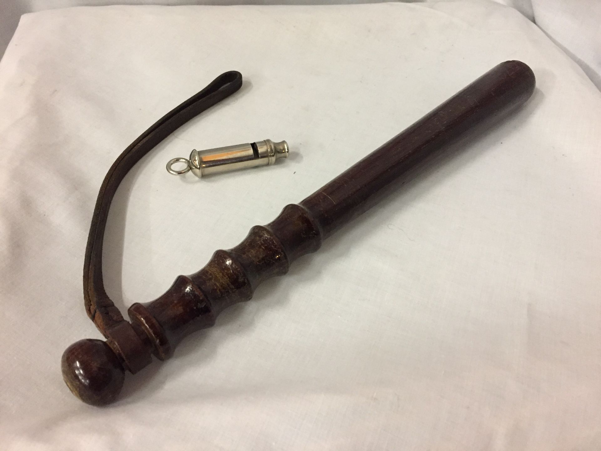 A VINTAGE POLICEMANS WHISTLE AND TRUNCHEON - Image 4 of 8