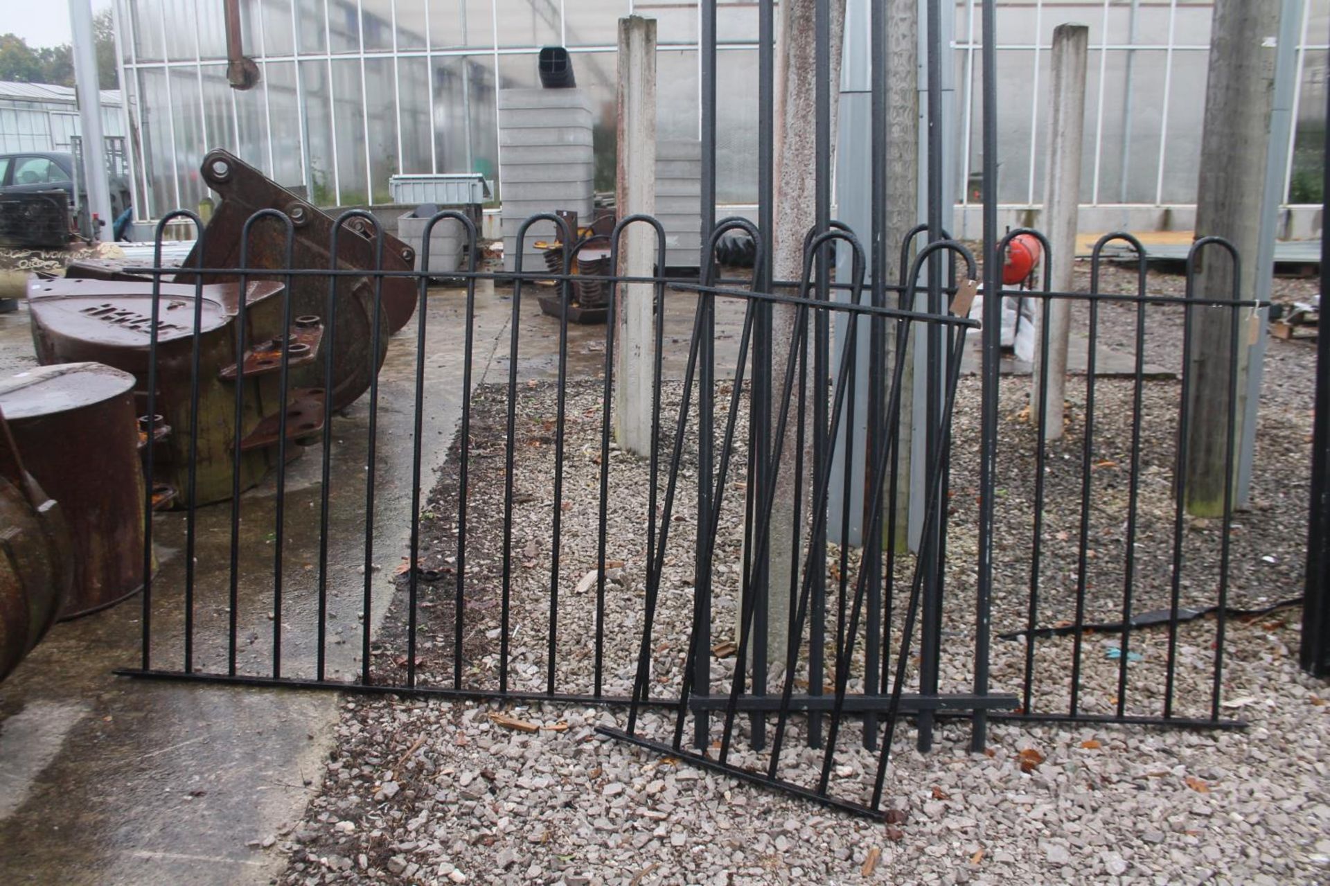 THREE SECTIONS OF METAL FENCING NO VAT