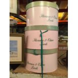 THREE PINK AND GREEN FLORENCE AND CLARE OF LEEDS HAT BOXES