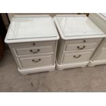 A PAIR OF MODERN WHITE BEDSIDE CHESTS, 20" WIDE