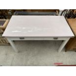 A FORMICA TOP KITCHEN TABLE WITH TWO DRAWERS, 54 X 29"