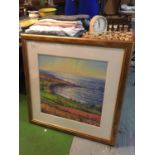 A GOLD FRAMED LIMITED EDITION (19/295) COASTAL PRINT SIGNED BY MARK PRESTON