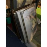 FIVE NEW PICTURE FRAMES AND A FRAMED PRINT OF A GIRL