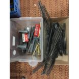 A LARGE QUANTITY OF OO GAUGE TRACK TO ALSO INCLUDE A MODEL STATION AND PLATFORM AND ACCESSORIES