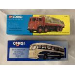 TWO BOXED CORGI VEHICLES - A BURLINGHAM SEAGULL STRATFORD BLUE BUS - NUMBER 97172 AND A FODEN 8