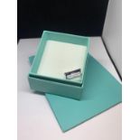 A MARKED 925 SQUARE FASHION RING SIZE P GROSS WEIGHT 8.92 GRAMS WITH GIFT BOX AND BAG