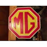 A ROUND CAST MG SIGN