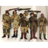 FIVE UNBOXED ARTICULATED MILITARY FIGURES - BELIEVED DRAGON MODELS