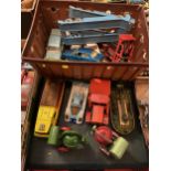 A COLLECTION OF VINTAGE MATCHBOX AND LESNEY DIE CAST VEHICLES TO INCLUDE, A HOVERCRAFT, CARS, CEMENT