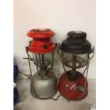 TWO VINTAGE 'TILLEY LAMP' STYLE OIL LAMPS