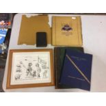 A CORONATION SOUVENIR BOOK 1937, AESOPS FABLES, ETC PLUS A FRAMED CARTOON SHEEP PICTURE