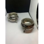 A PAIR OF SILVER PLATED SALTS