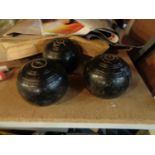 THREE BOWLING BOWLS