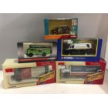 FIVE BOXED CORGI VEHICLES - A 2002 MINI, AN ERF GREEN GODDESS, AN EDDIE STOBART MERCEDES 207D VAN, A