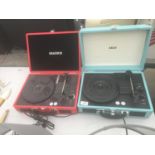 AN AKAI RECORD PLAYER AND A FURTHER GRAUSCH RECORD PLAYER