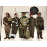 FIVE UNBOXED ARTICULATED MILITARY FIGURES - BELIEVED DRAGON MODELS