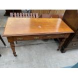 AN EDWARDIAN MAHOGANY TWO DRAWER SIDE TABLE