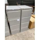 TWO METAL BISLEY FOUR DRAWER FILING CABINETS
