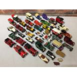 VARIOUS PLAY WORN VEHICLES TO INCLUDE LLEDO VANS AND YESTER YEAR CARS