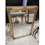 TWO LARGE GILT FRAMED BEVELED EDGE MIRRORS