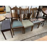 THREE VARIOUS DINING CHAIR A BEDROOM AND A STOOL