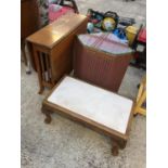 A SUTHERLAND TABLE, LLOYD LOOM OTTOMAN AND A STOOL