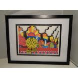 A LORNA BAILEY FRAMED PRINT 'LONGTON BOTTLE OVEN SCENE'