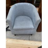 A MODERN GREY TUB CHAIR