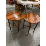 TWO SMALL TEAK FOLDING TABLES HEIGHT 51CM, WIDTH 40CM
