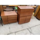 A TAPLEY RETRO TEAK STORAGE UNIT AND SMALLER UNIT