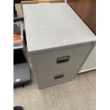 A TWO DRAWER METAL FILING CABINET