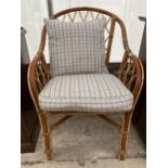 A BAMBOO AND WICKER CONSERVATORY CHAIR