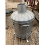 A MINIATURE GALVANISED BRAZIER - APPROX 40 CM HIGH