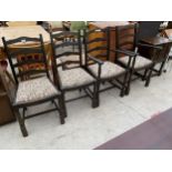 FOUR MODERN LADDERBACK DINING CHAIRS