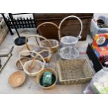 AN ASSORTMENT OF VARIOUS WICKER BASKETS